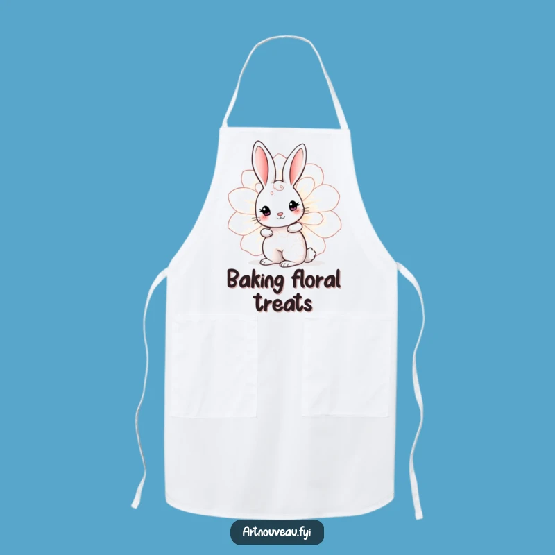 Funny Rabbit Bloom Apron - Kitchen Cute Art, Floral Patterns, Unique Funny Gift