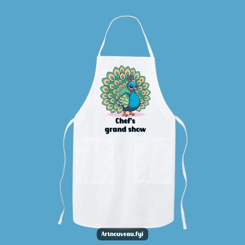 Funny Peacock Apron - Kitchen Feather Fan, Elegant Chef Gift