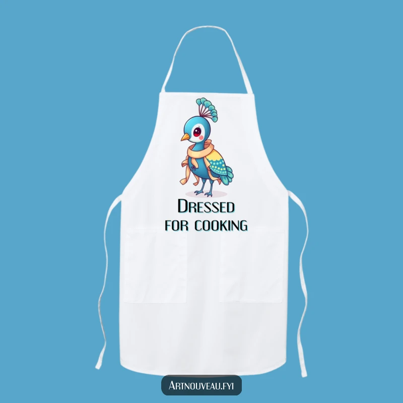 Funny Peacock Ribbon Apron: Dapper Bird Kitchen Art, Ideal Funny Gift