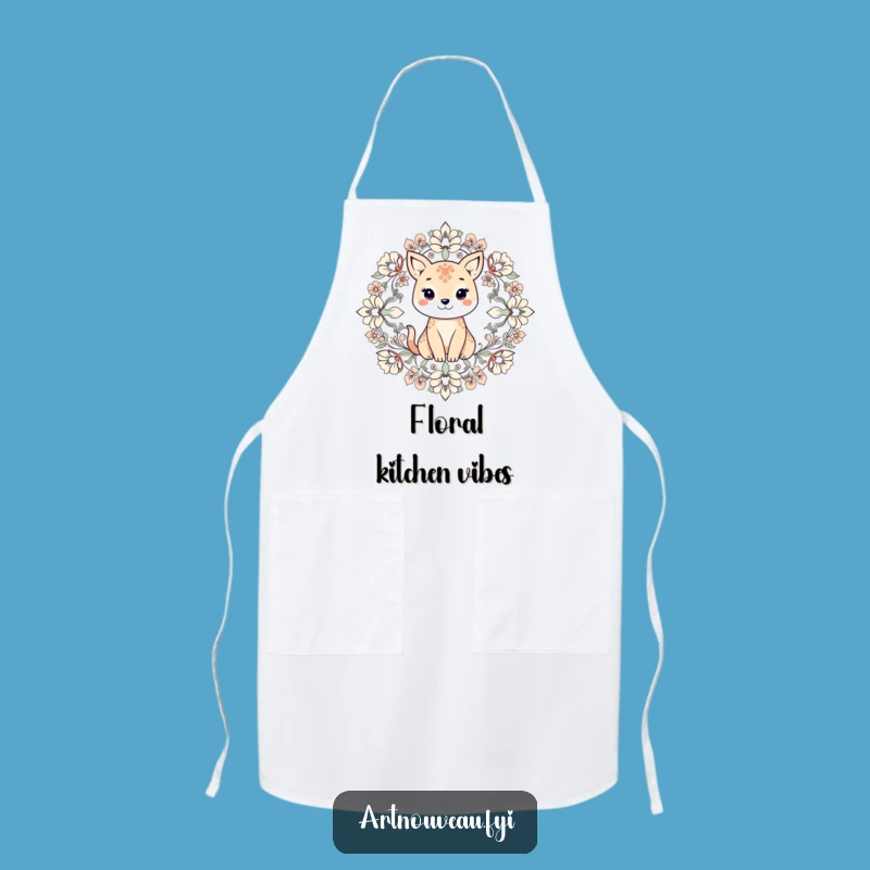 Funny Animal Floral Apron, Symmetrical Kitchen Decor Gift