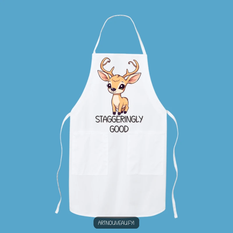 Funny Art Nouveau Deer Apron: Cook with Artistic Wonder and Style