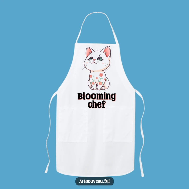 Funny Floral Cat Apron - Stylized Art Kitchen Fun, Practical Funny Gift