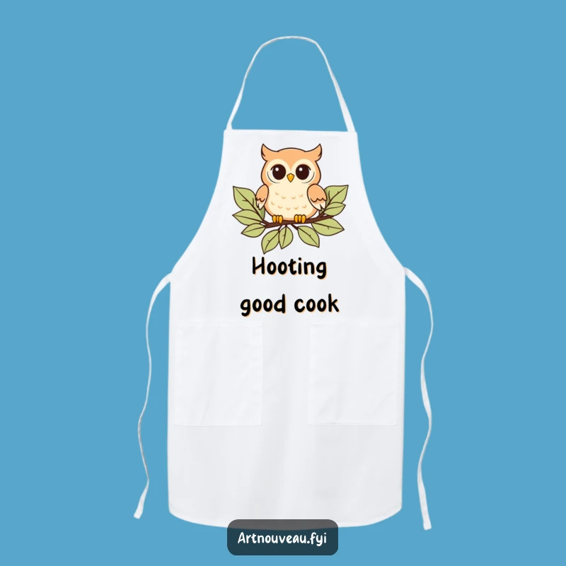Funny Owl Apron: Playful Kitchen Style, Stylized Leaves, Perfect Chef Gift