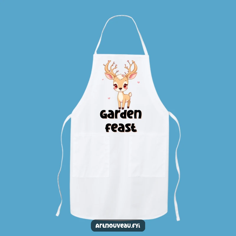 Funny Playful Deer Apron - Blossom Antlers, Kitchen Fun Funny Gift