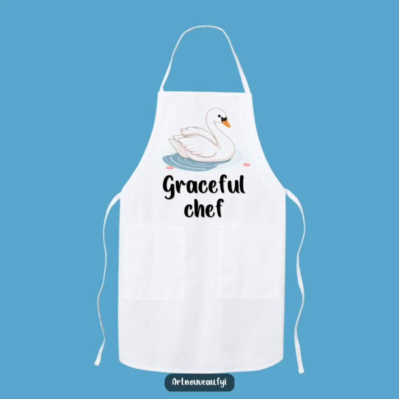 Funny Swan Pond Kitchen Apron, Elegant Chef Wear, Graceful Cooking Accessory