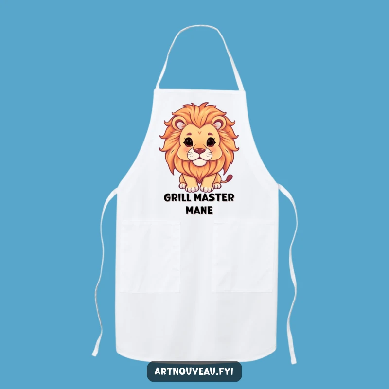 Funny Lion Apron: Kitchen Artistry with Serene Mane for Cooking Fun