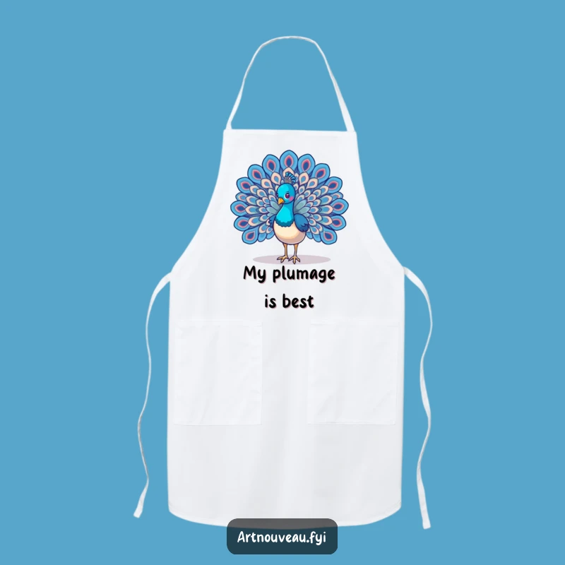 Funny Peacock Wings Apron: Kitchen Bird Art with Swirling Feathers, Ideal Funny Gift