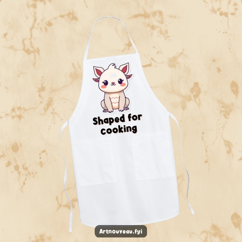 Funny kitchen apron with a smiling creature's decorative organic silhouette, making cooking a more cheerful and stylish experience.