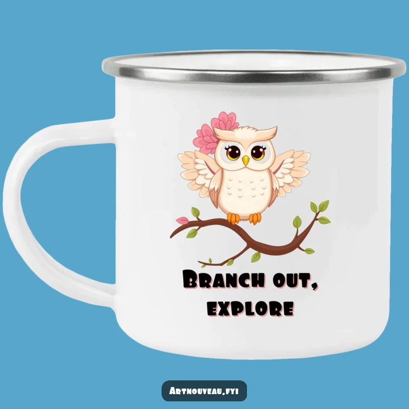 Funny Owl Camping Mug: Floral Wings Cup, Adventure-Ready Funny Gift