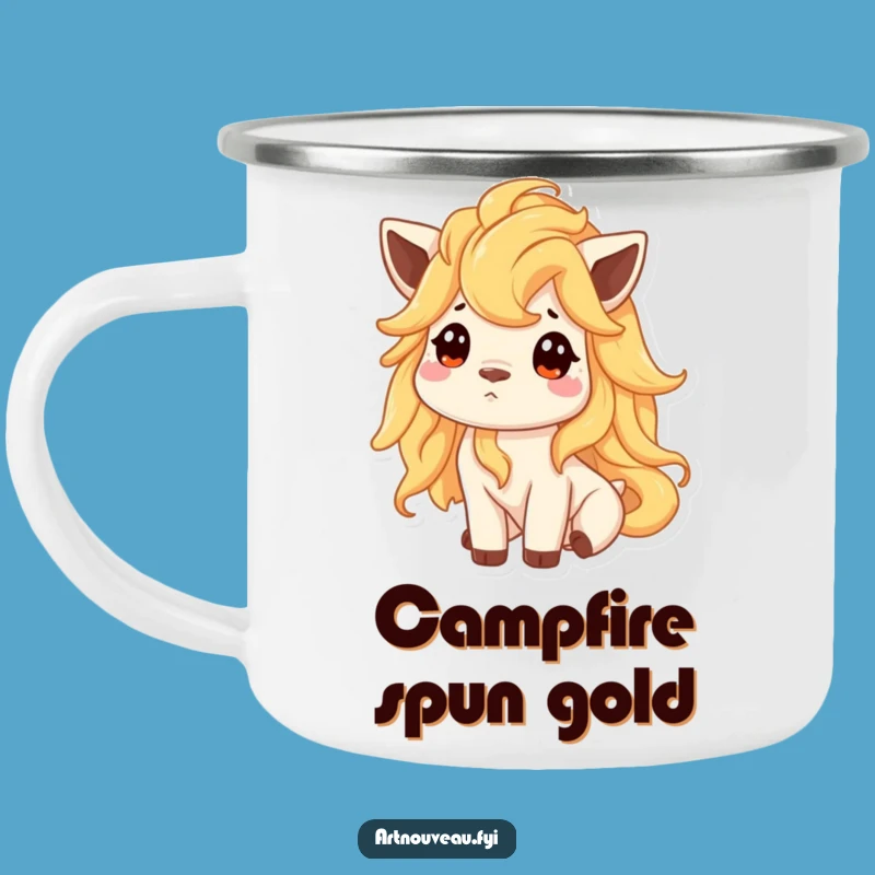 Funny Golden Mane Animal Camping Mug - Curious Outdoor Gift