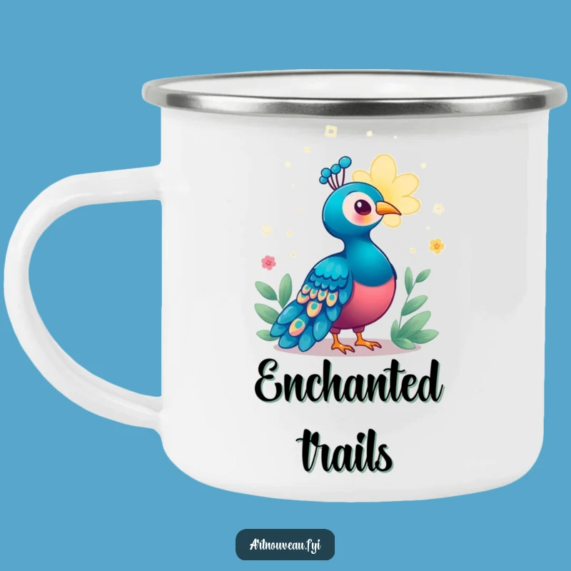 Funny Enchanted Peacock Camping Mug: Rugged Magical Bloom, Perfect Outdoor Funny Gift