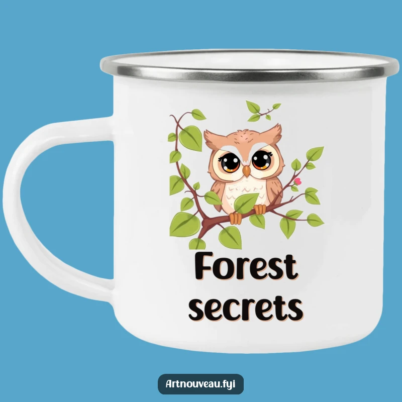 Funny Owl Camping Mug: Cute Curious Bird Enamel Funny Gift for Hikers