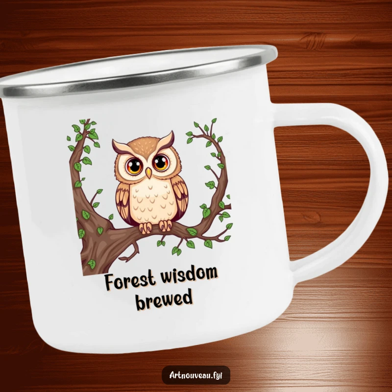 Funny Majestic Owl Camping Mug: A durable mug with a majestic owl, perfect for enjoying hot beverages during camping trips.
