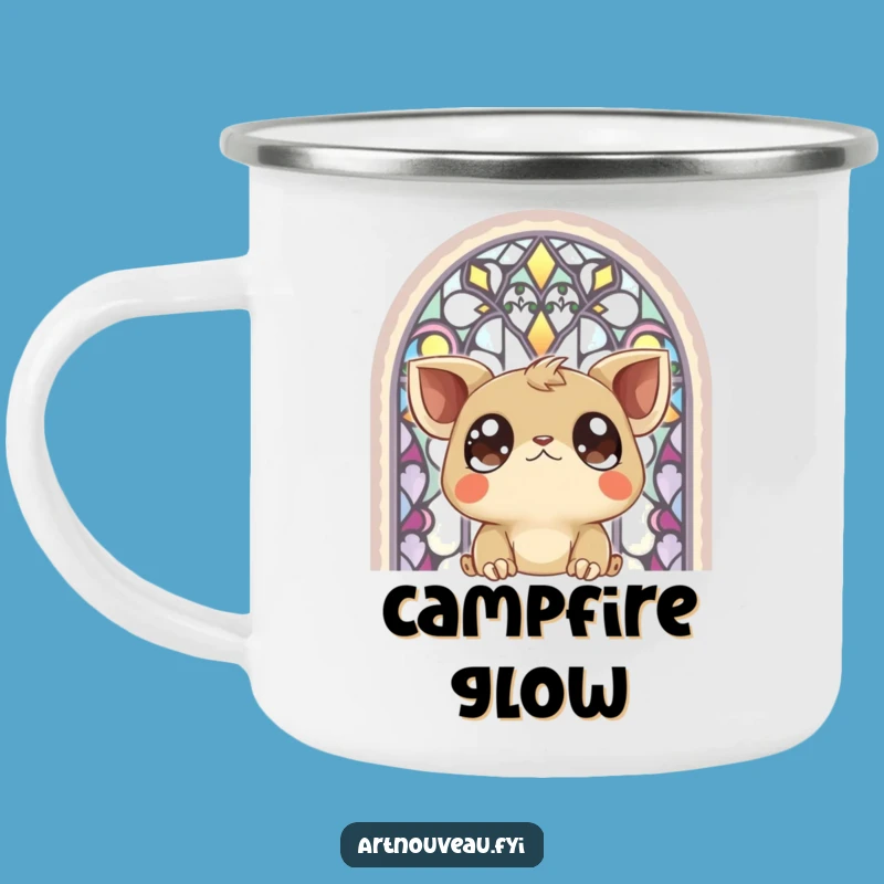 Funny Big-Eyed Creature Camping Mug: Stained Glass Art Drinkware, Outdoor Gift