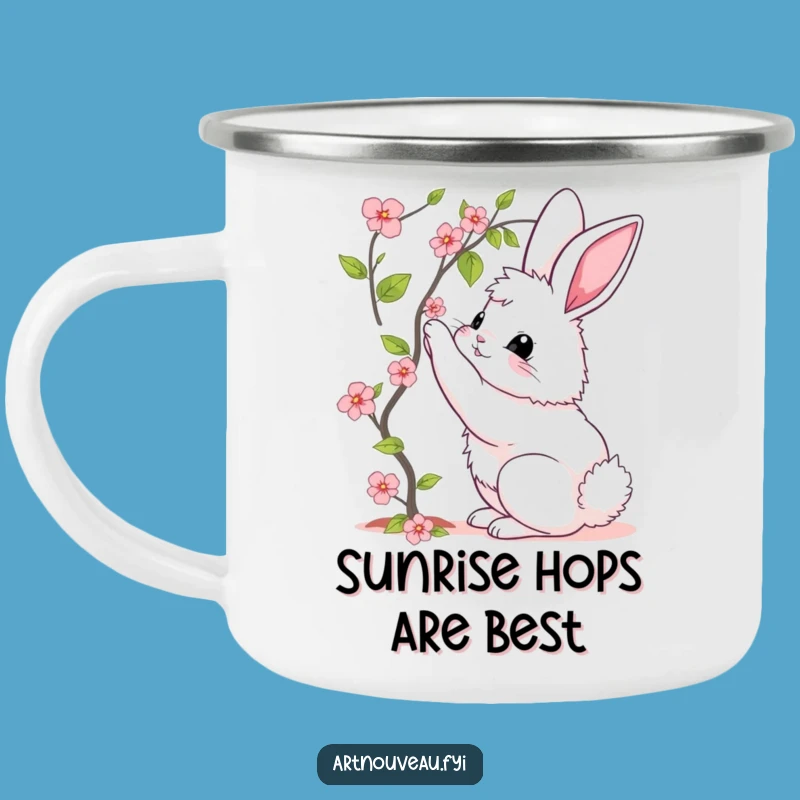 Funny Bunny Bloom Camping Mug: Durable, Elegant, Blooming Vine, Outdoor Funny Gift