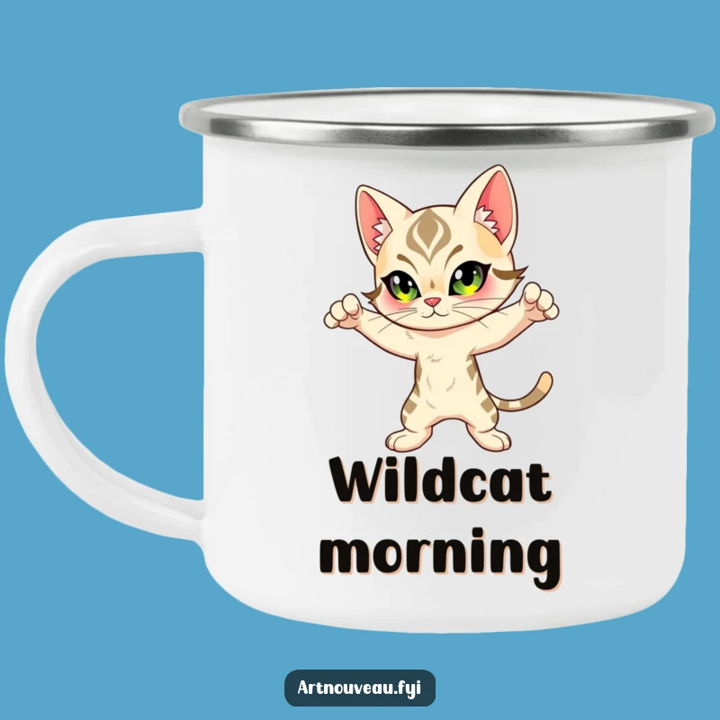 Funny Feline Camping Mug: Art Nouveau Cat for Dynamic Outdoor Sips
