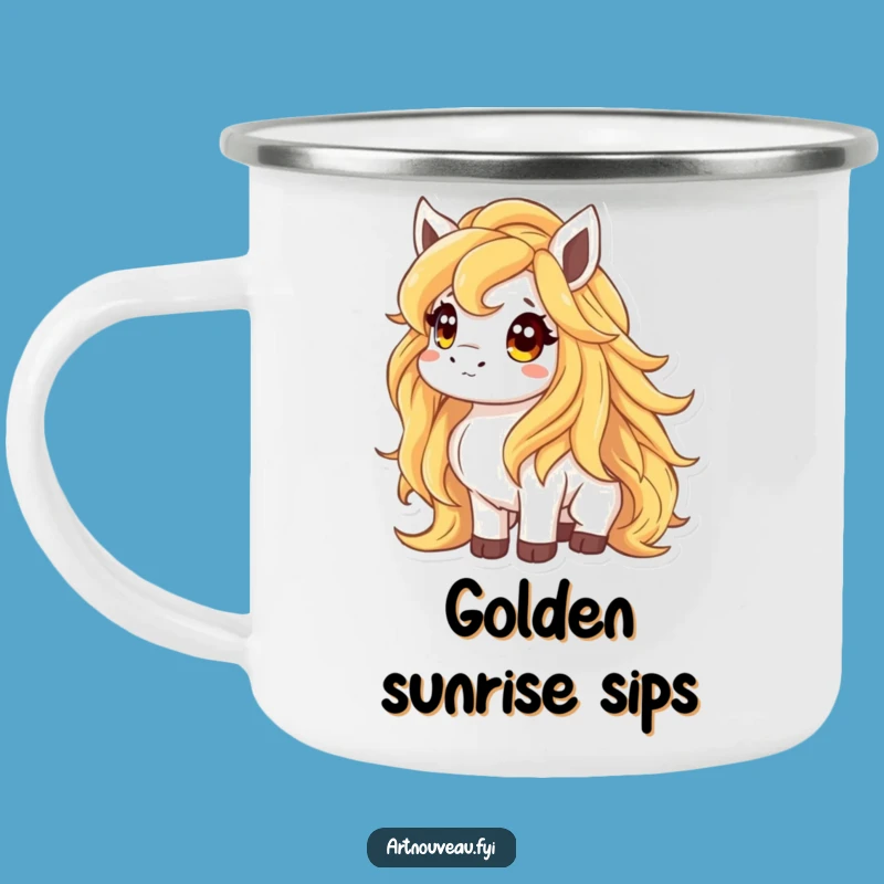 Funny Golden Mane Animal Camping Mug: Adventures with Funny Magic