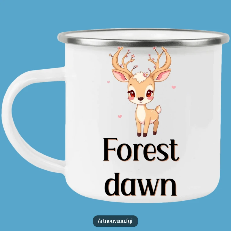 Funny Playful Deer Camping Mug - Blossom Antlers, Durable Funny Gift