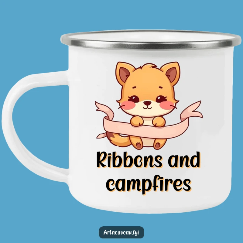 Funny Animal Ribbon Camping Mug, Decorative Enamel Camp Cup Gift