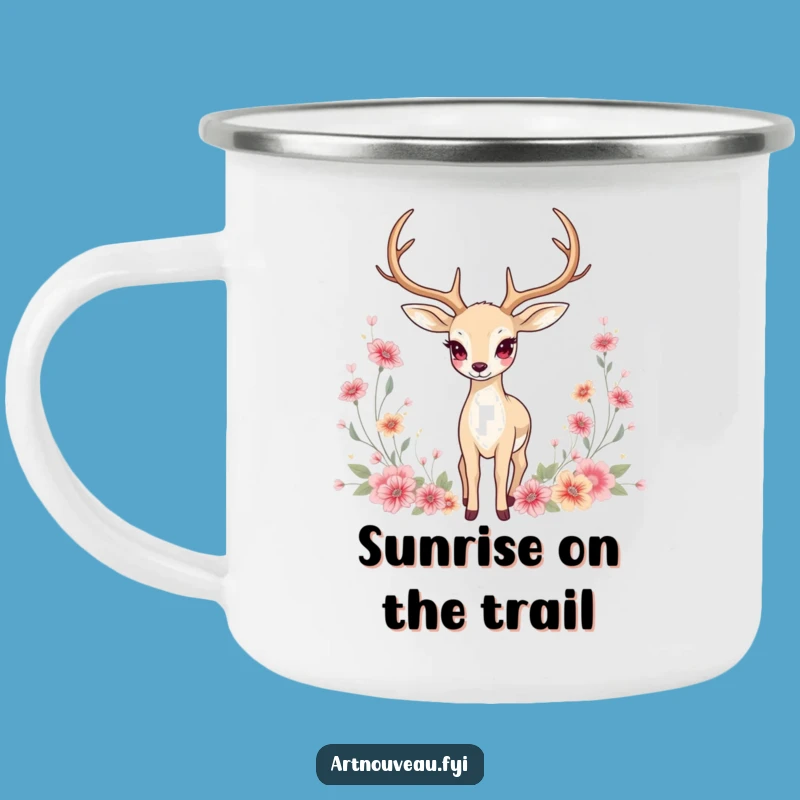 Funny Deer Camping Mug: Durable Graceful Style, Floral Motifs, Outdoor Gift