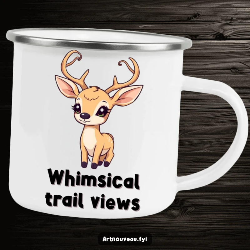 Funny Art Nouveau Deer Camping Mug: A durable mug showcasing an art nouveau deer, perfect for enjoying nature's wonder on the go.