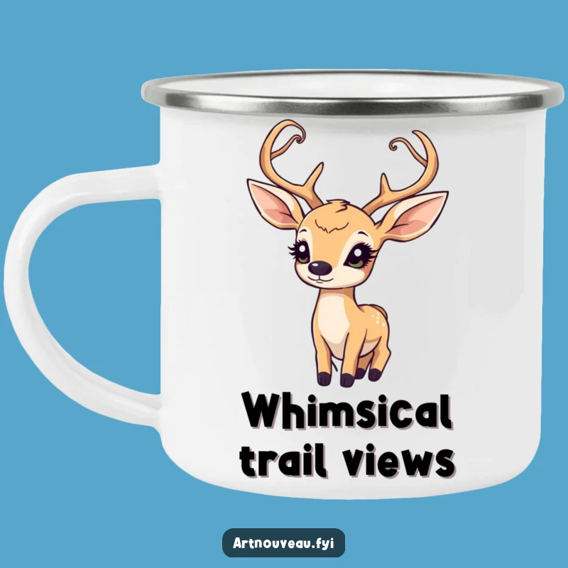 Funny Art Nouveau Deer Camping Mug: Adventure with Artistic Wonder Outdoors
