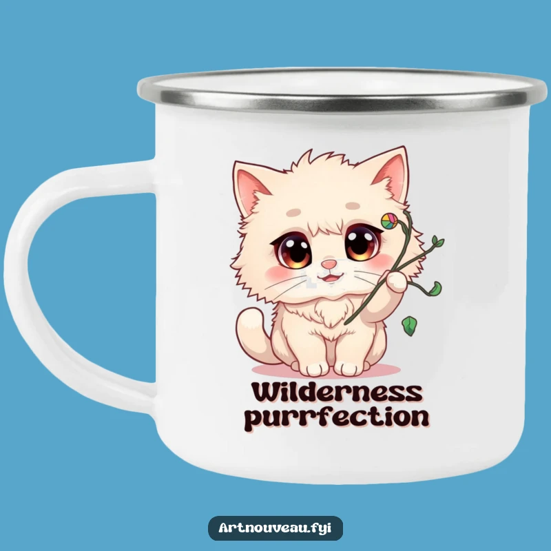 Funny Fluffy Cat Camping Mug: Durable & Whimsical Kitty Outdoor Drinkware