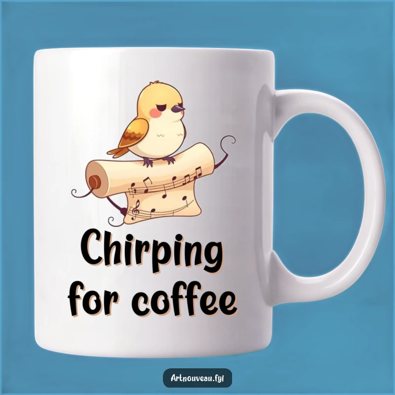 Funny Bird Mug: Musical Scroll Art for Melodic Mornings & Coffee