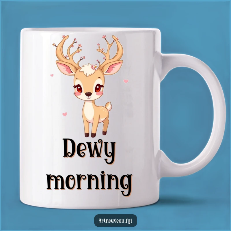 Funny Playful Deer Mug - Blossom Antlers, Perfect Whimsical Funny Gift