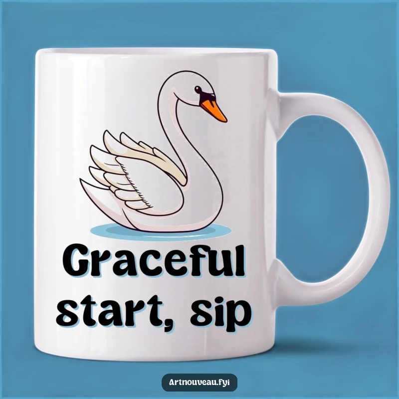 Elegant Swan Mug: Graceful Bird Flowing Design Funny Gift for Dreamers