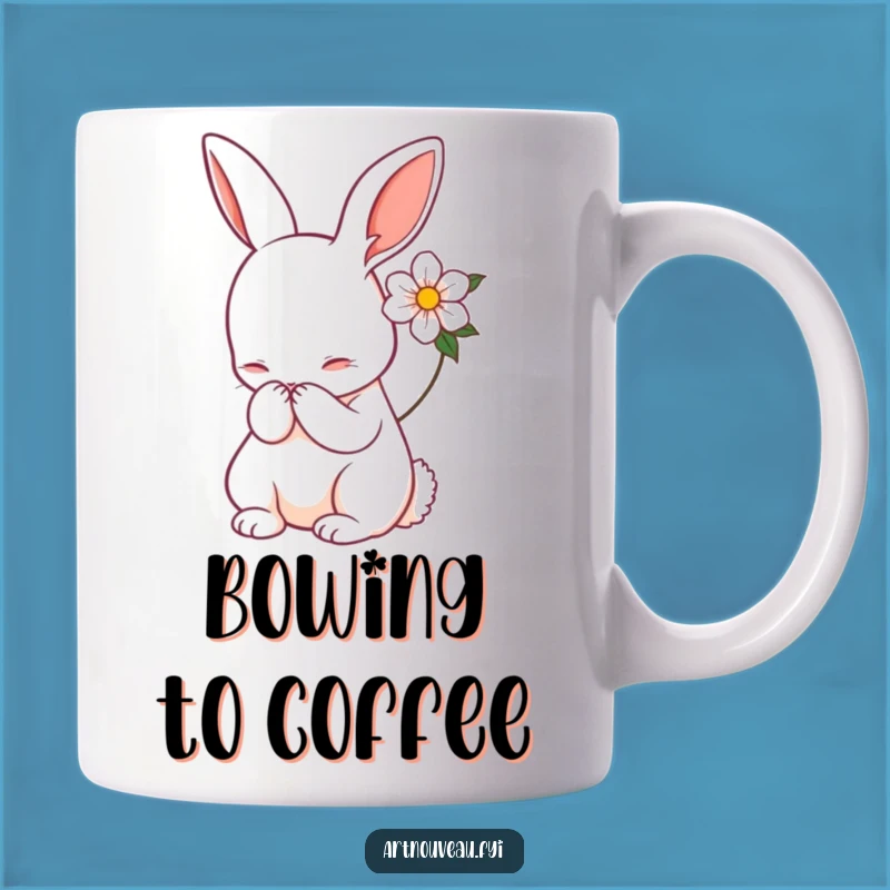 Funny Art Nouveau Rabbit Mug - Graceful Bow, Perfect Whimsical Funny Gift