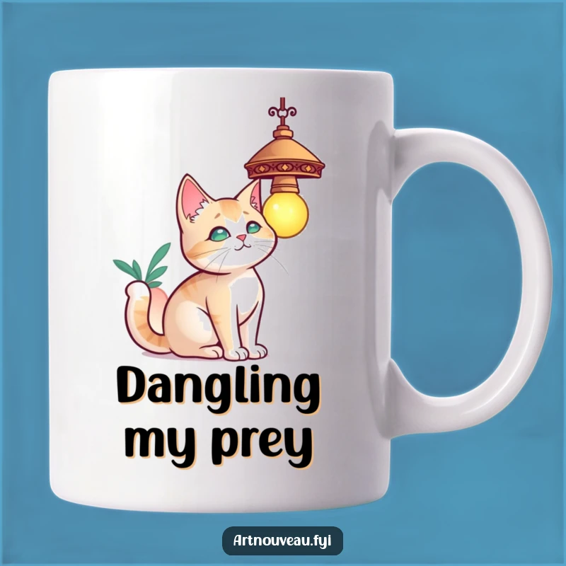 Funny Cat Lamp Mug, Curious Feline Design Mug, Perfect Funny Gift