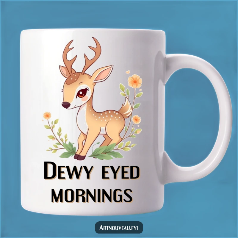Funny Deer Mug: Graceful Foliage Design for Nature Lovers & Coffee