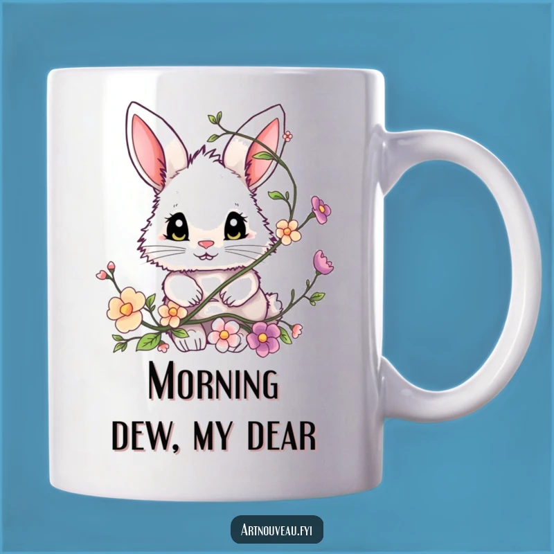 Funny Bunny Floral Mug, Adorable Eyed Fluffy Friend Mug, Perfect Funny Gift