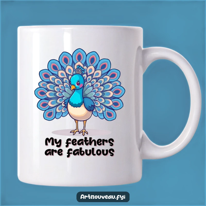 Funny Peacock Wings Mug: A Majestic Bird Displaying Swirling Feather Art, Perfect Gift