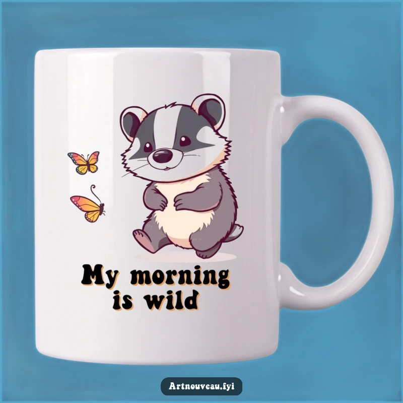 Funny Badger Linework Mug - A Playful Chase Gift for Nature Lovers