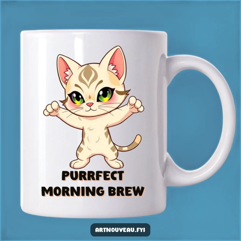 Funny Feline Mug: Art Nouveau Cat Style for Dynamic Coffee Lovers