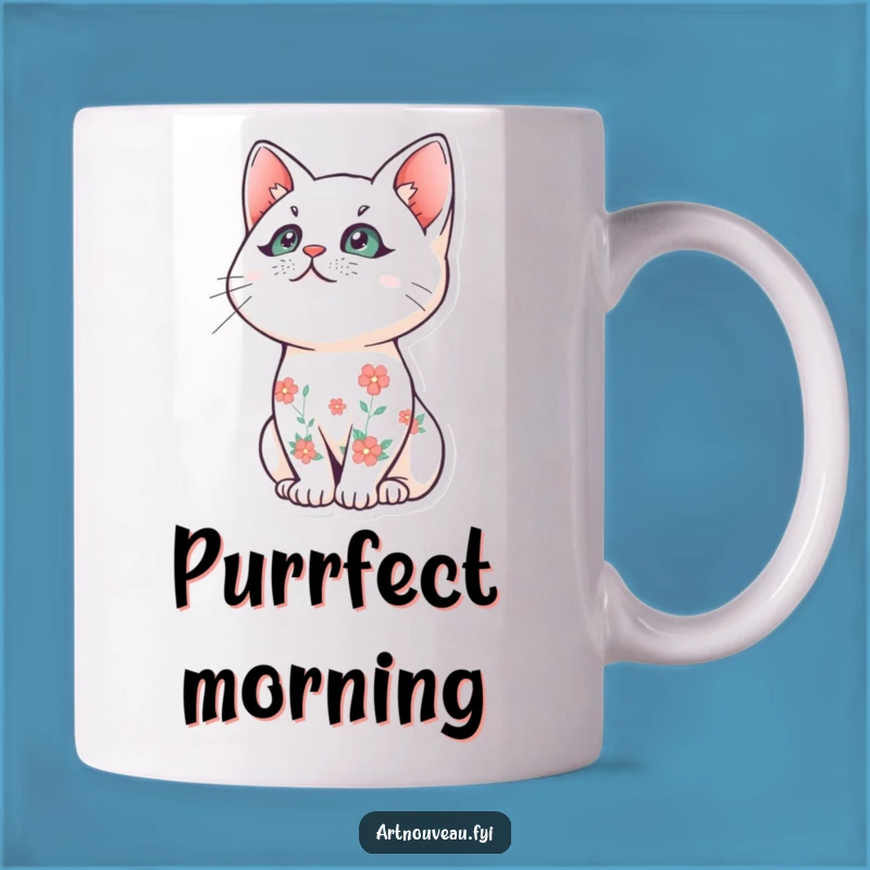 Funny Floral Cat Mug - Stylized Cat Art, Perfect Whimsical Funny Gift