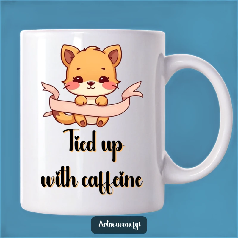 Funny Animal Ribbon Mug, Playful Creature Decorative Flow Gift