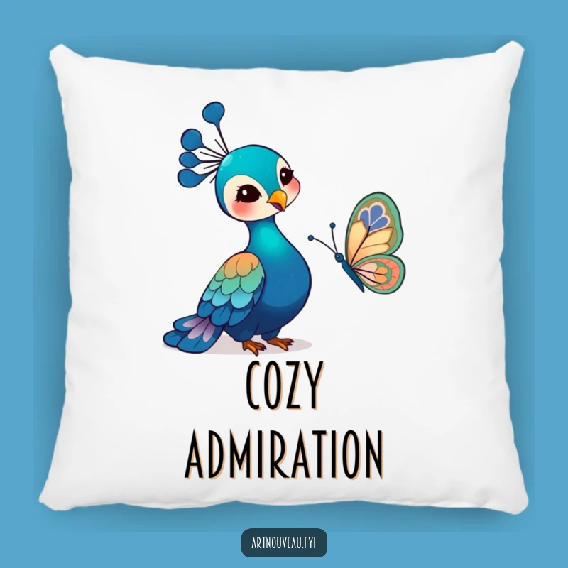 Funny Art Nouveau Peacock Pillow: Plush Bird Art, Comfy Funny Gift
