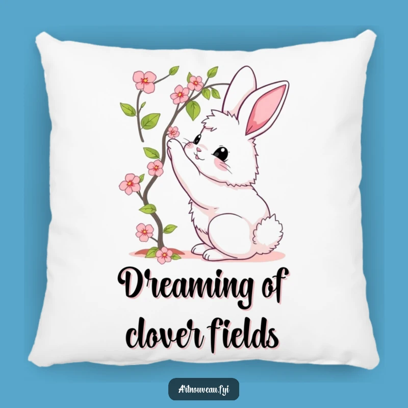 Funny Bunny Bloom Pillow: Soft, Elegant Curves, Blooming Vine, Cozy Funny Gift