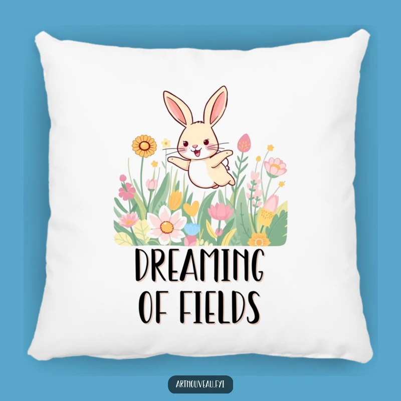 Funny Hare Pillow - Cozy Plant Pattern Cushion, Nature Accent