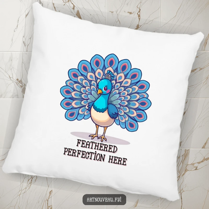 Funny Peacock Wings Pillow featuring a majestic bird's spread wings adorned with intricate, swirling feather art, providing comfort and decorative humor.