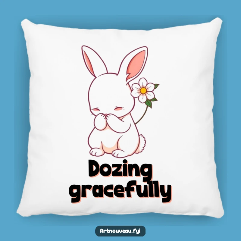 Funny Art Nouveau Rabbit Pillow - Graceful Bow Cushion, Cozy Funny Gift