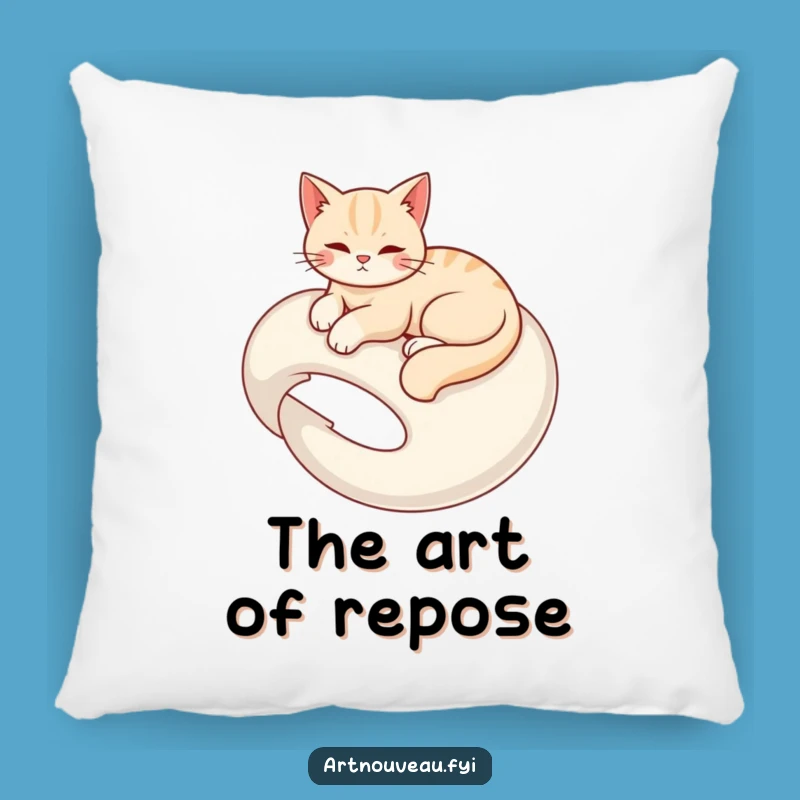 Funny Cat Lounge Pillow: Soft, Graceful Cat, Organic Swirls, Cozy Funny Gift