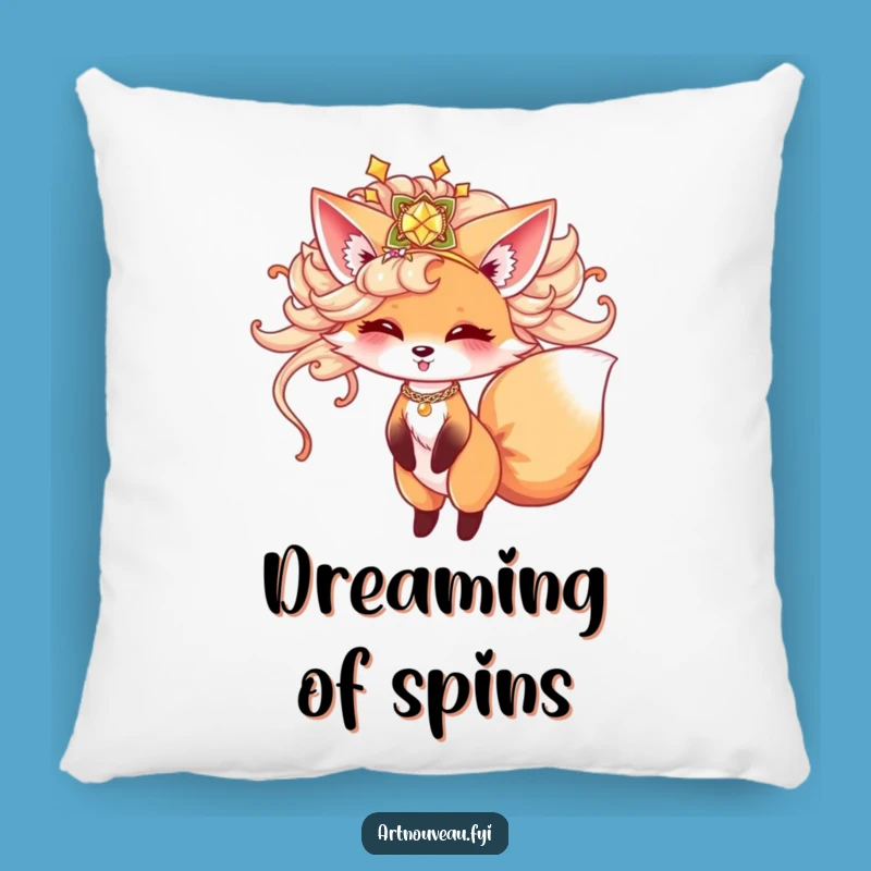 Funny Cute Fox Hairpiece Pillow - Playful Twirling Fox Cushion, Cozy Funny Gift