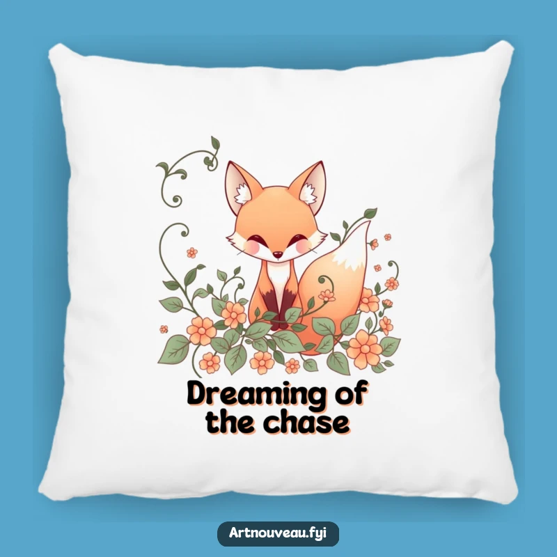 Funny Fox Pillow: Cozy Art Nouveau Accent, Whimsical Decor, Perfect Gift