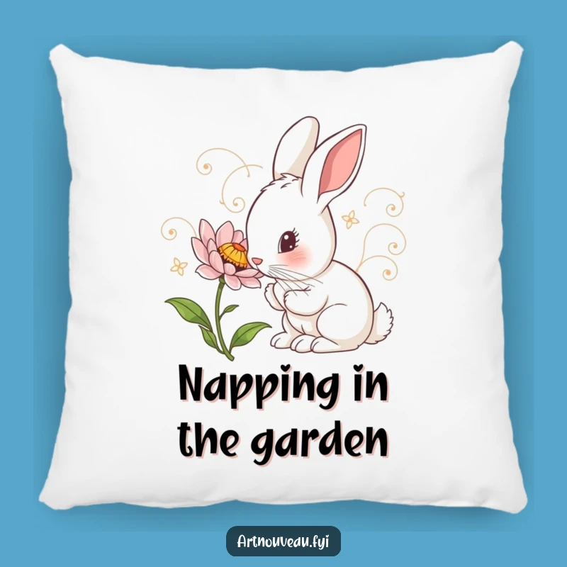 Funny Rabbit Pillow: Cozy Curious Accent, Floral Detail, Perfect Gift
