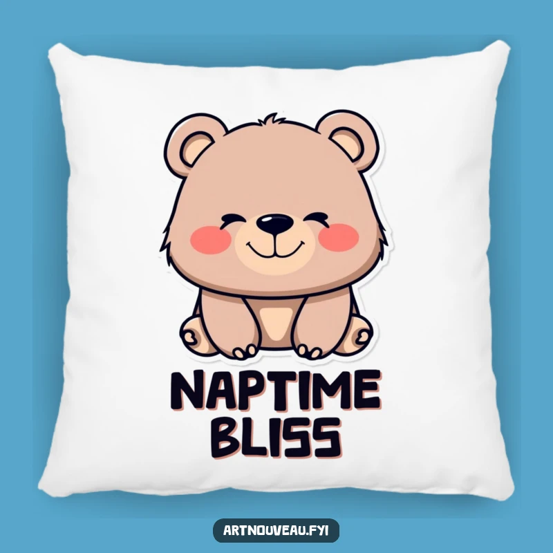 Funny Bear Accent Pillow - Organic Lines Cushion, Cozy Funny Gift