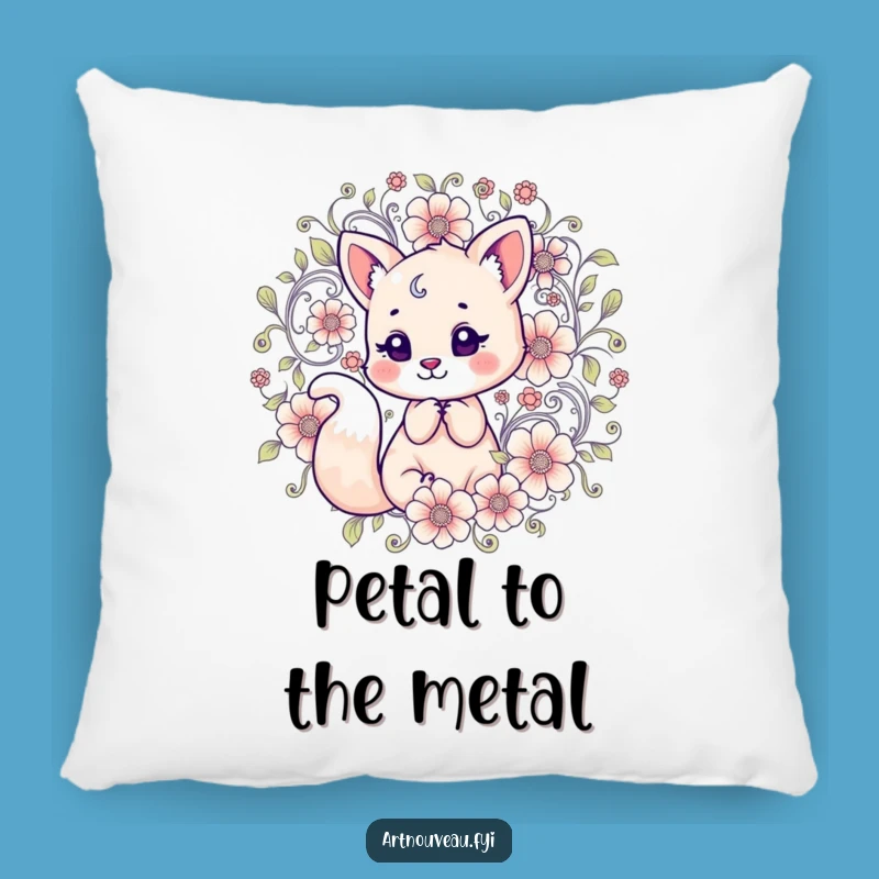 Funny Floral Fox Pillow: Cozy Art Cushion, Whimsical Home Decor Gift